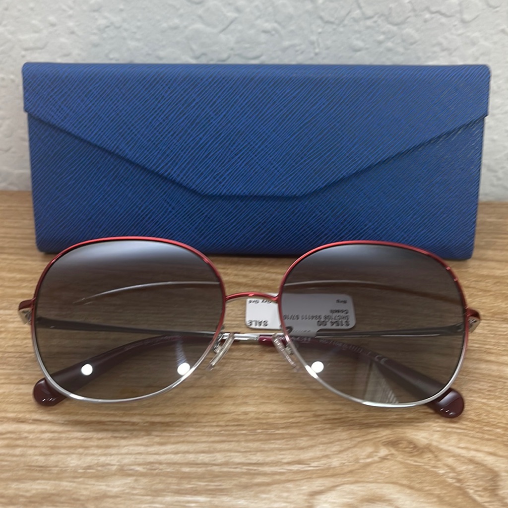 Brand New Coach Hc7108 934111 Burgundy Silver Round Womens 5716 Sunglasses Brand New Coach Hc7108 934111 Burgundy Silver Round Womens 5716 Sunglasses